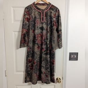 Aison floral print sheath Aline dress three quarter sleeves size XL NWT